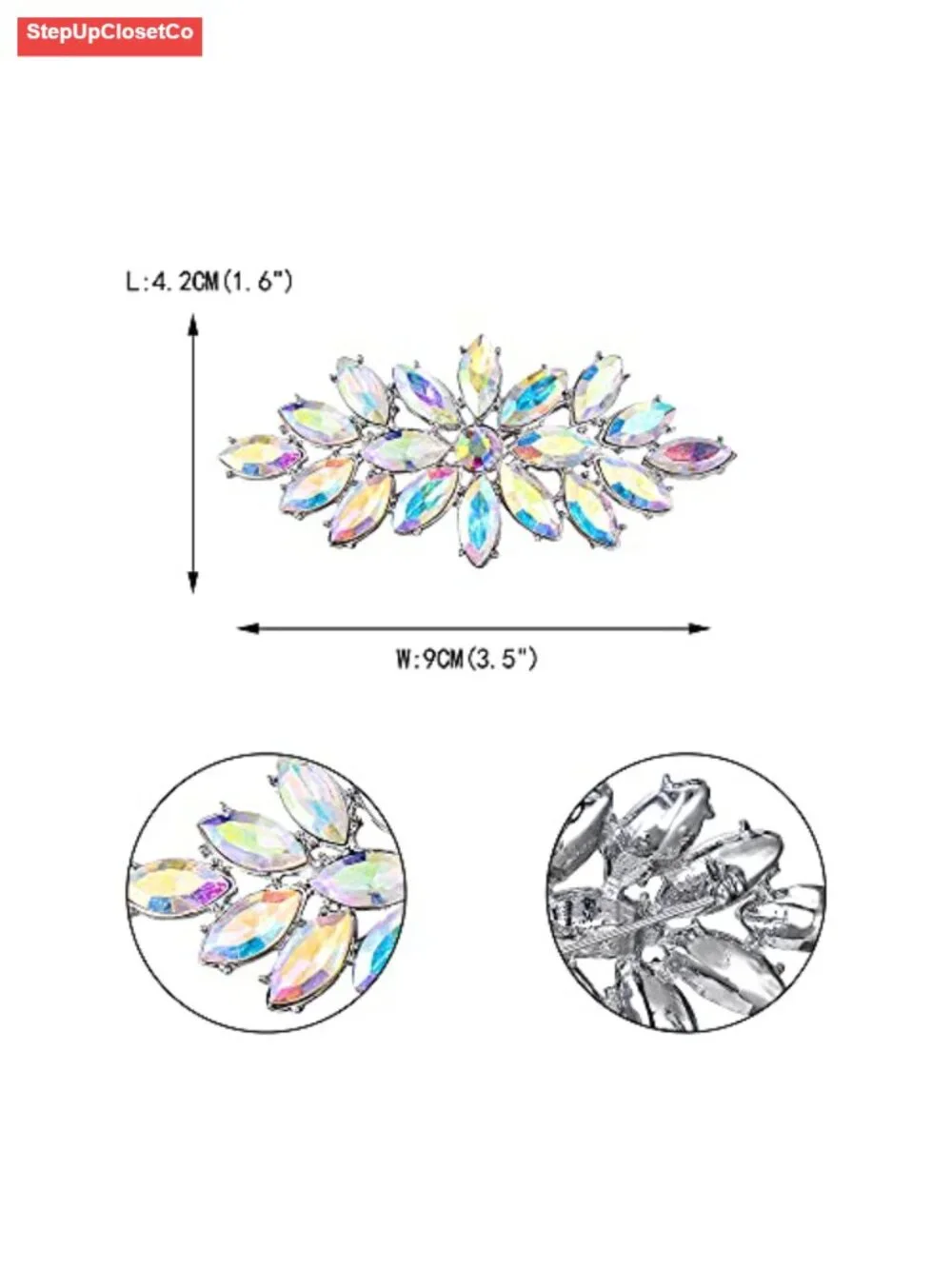 Elegant Marquise Crystal Flower Brooch Pin for Wedding Party